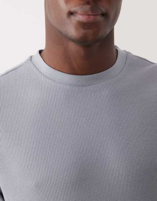 ASOS DESIGN - Regular-fit T-shirt met lange mouwen en wafelstructuur in grijs, 5 van 5