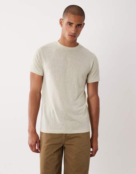 ASOS DESIGN - Regular-fit T-shirt met linnenlook in beige - view 1