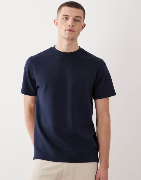 ASOS DESIGN - Regular-fit T-shirt met luxe interlock-naden in marineblauw - view 1