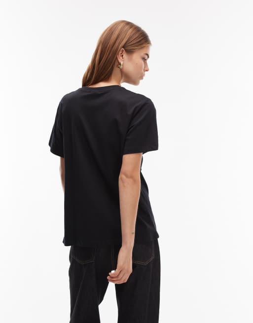 ASOS DESIGN - Regular-fit T-shirt met patch in tattoo-stijl in zwart, 3 van 4