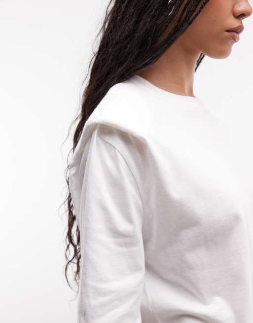 ASOS DESIGN - Regular-fit T-shirt met scherpe schoudervullingen in wit, 3 van 4