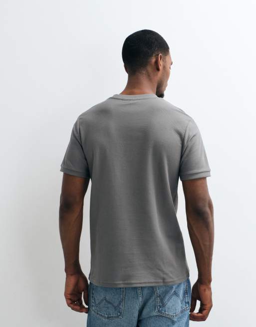 ASOS DESIGN - Regular-fit T-shirt met textuur in antracietgrijs, 4 van 5