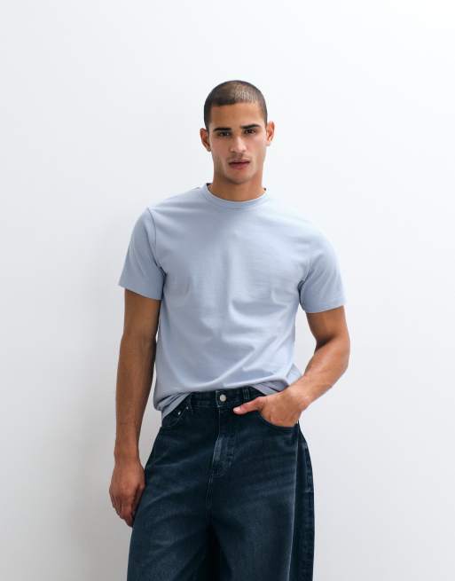 ASOS DESIGN - Regular-fit T-shirt van zware stof in blauw, 4 van 5