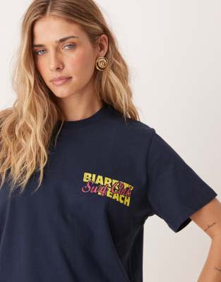 Asos Design Regular Fit T-shirt With Biarritz Shell Graphic