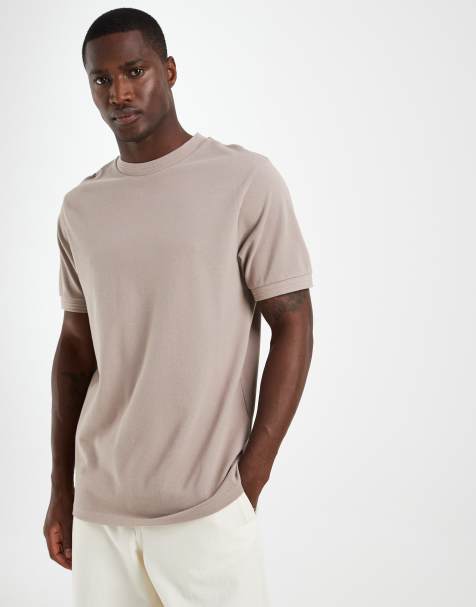 ASOS DESIGN regular fit t-shirt with binding in beige pique - view 1