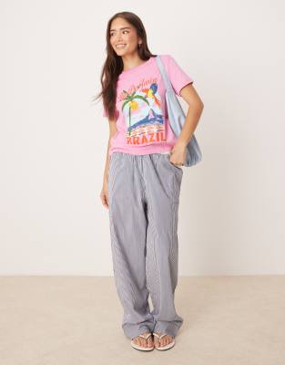 Asos Design Regular Fit T-shirt With Brazil Beach Graphic In Pink