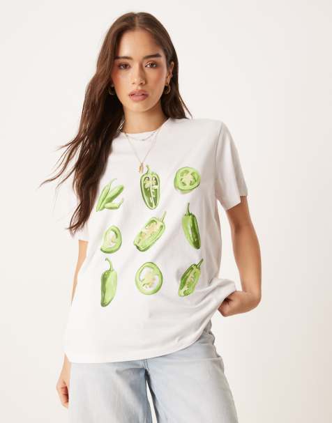 ASOS DESIGN regular fit t-shirt with chilli graphic in white - view 1