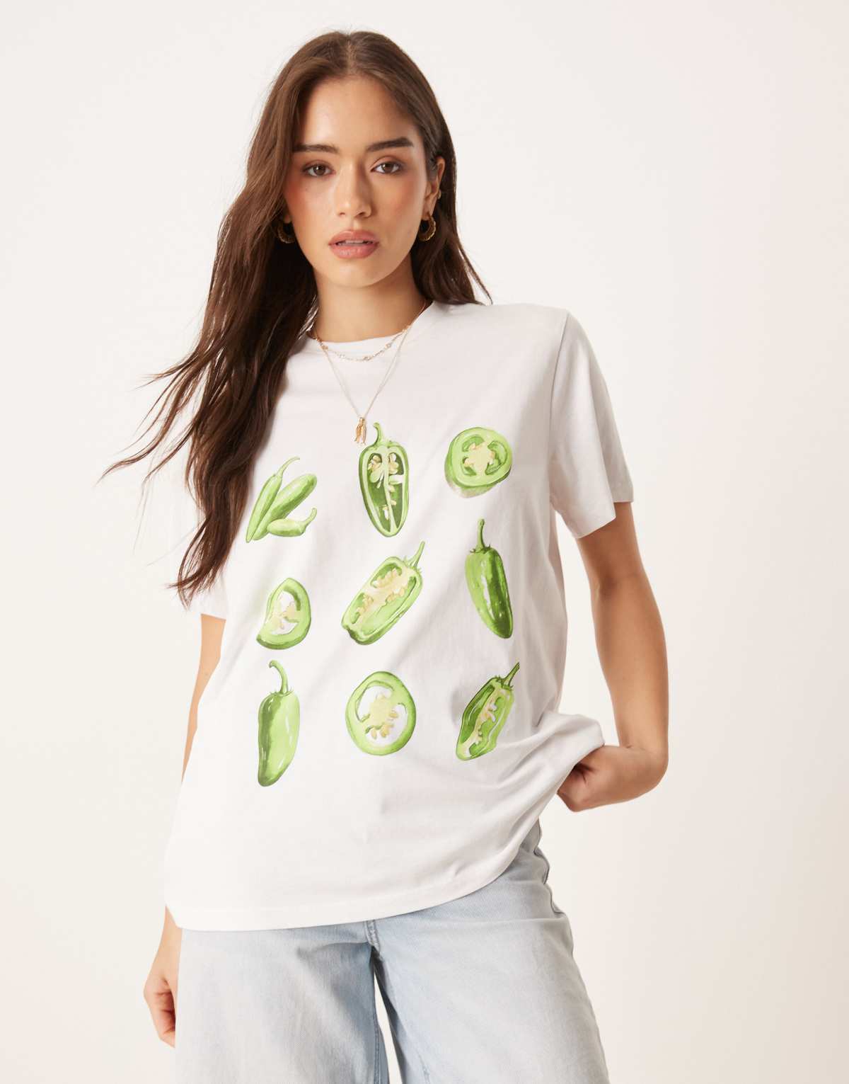 ASOS DESIGN regular fit t-shirt with chilli graphic in white