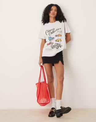 Asos Design Regular Fit T-shirt With Classic Car Graphic In White
