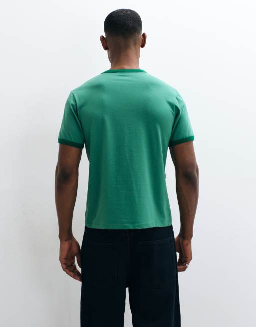 ASOS DESIGN regular fit t-shirt with contrast ringer in green, 5 of 5