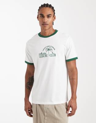 ASOS DESIGN regular fit t-shirt with embroidered palm tree graphic in white