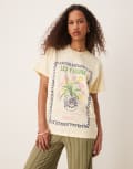 [ASOS DESIGN] ASOS DESIGN regular fit t-shirt with fleur graphic in washed lemon-Yellow XS Washed Lemon