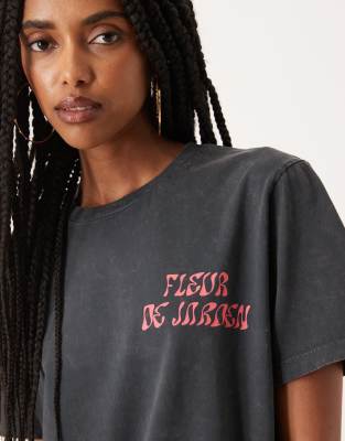 Asos Design Regular Fit T-shirt With Floral Art Graphic In Gray