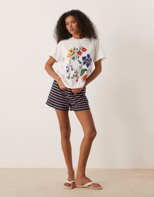Asos Design Regular Fit T-shirt With Floral Fig Graphic In White