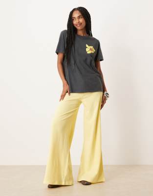Asos Design Regular Fit T-shirt With Flower Market Art Graphic In Gray