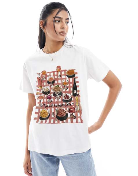 ASOS DESIGN regular fit T-shirt with food and drink graphic in white - view 1