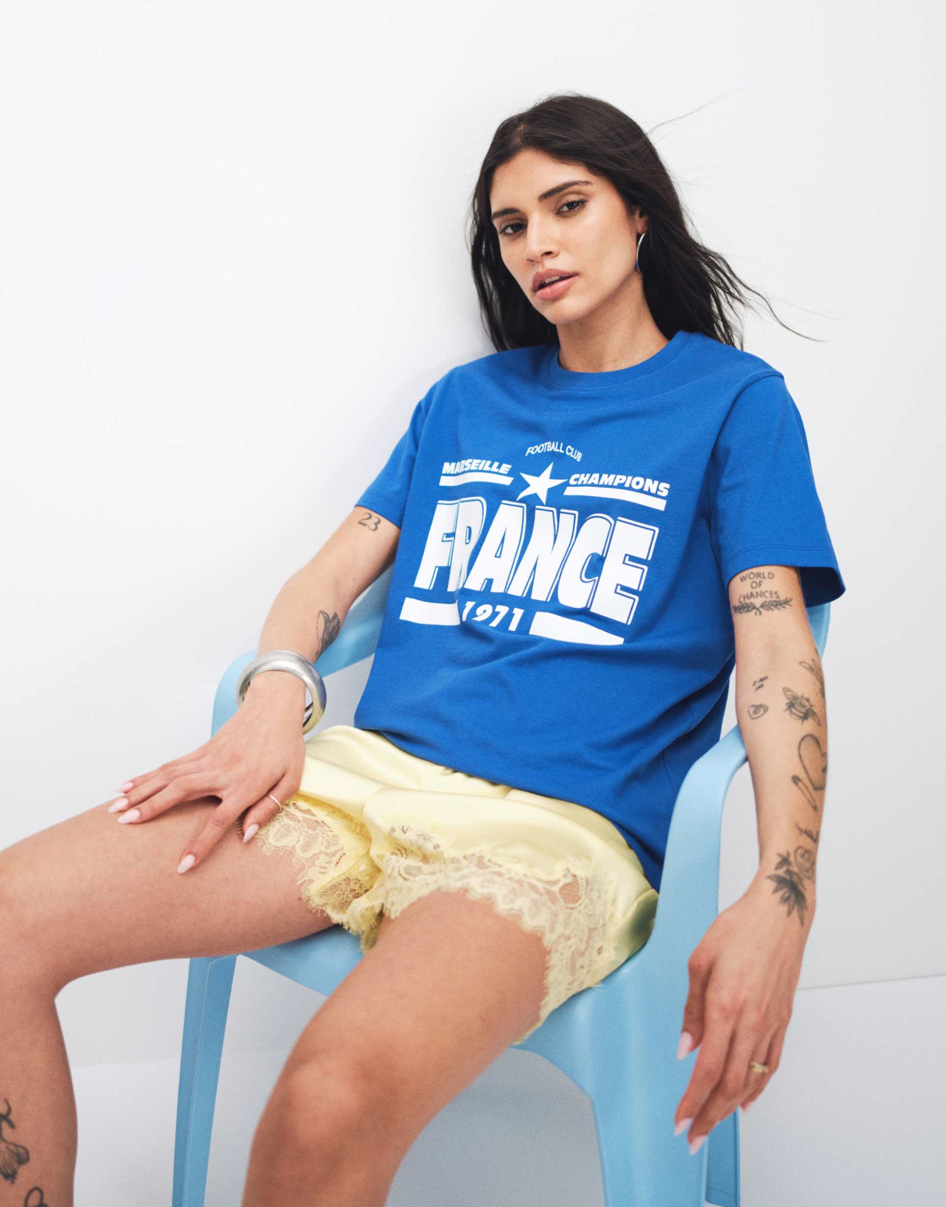 asos design regular fit t-shirt with france soccer club graphic in blue