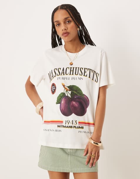 ASOS DESIGN regular fit t-shirt with fruit graphic in cream - view 1