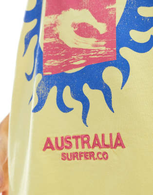 Asos Design Regular Fit T-shirt With Gold Coast Embroidery Graphic In Yellow