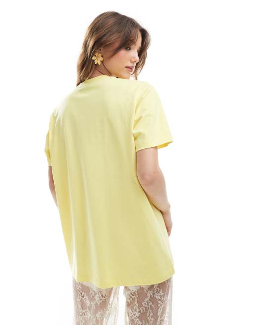 ASOS DESIGN regular fit t-shirt with gold coast embroidery graphic in yellow, 4 of 4