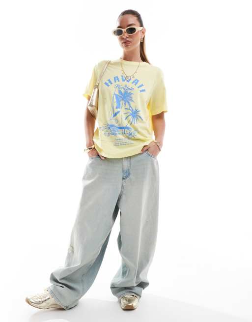 ASOS DESIGN regular fit t-shirt with Hawaii graphic in yellow, 2 of 4