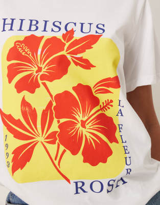 Asos Design Regular Fit T-shirt With Hibiscus Flower Graphic