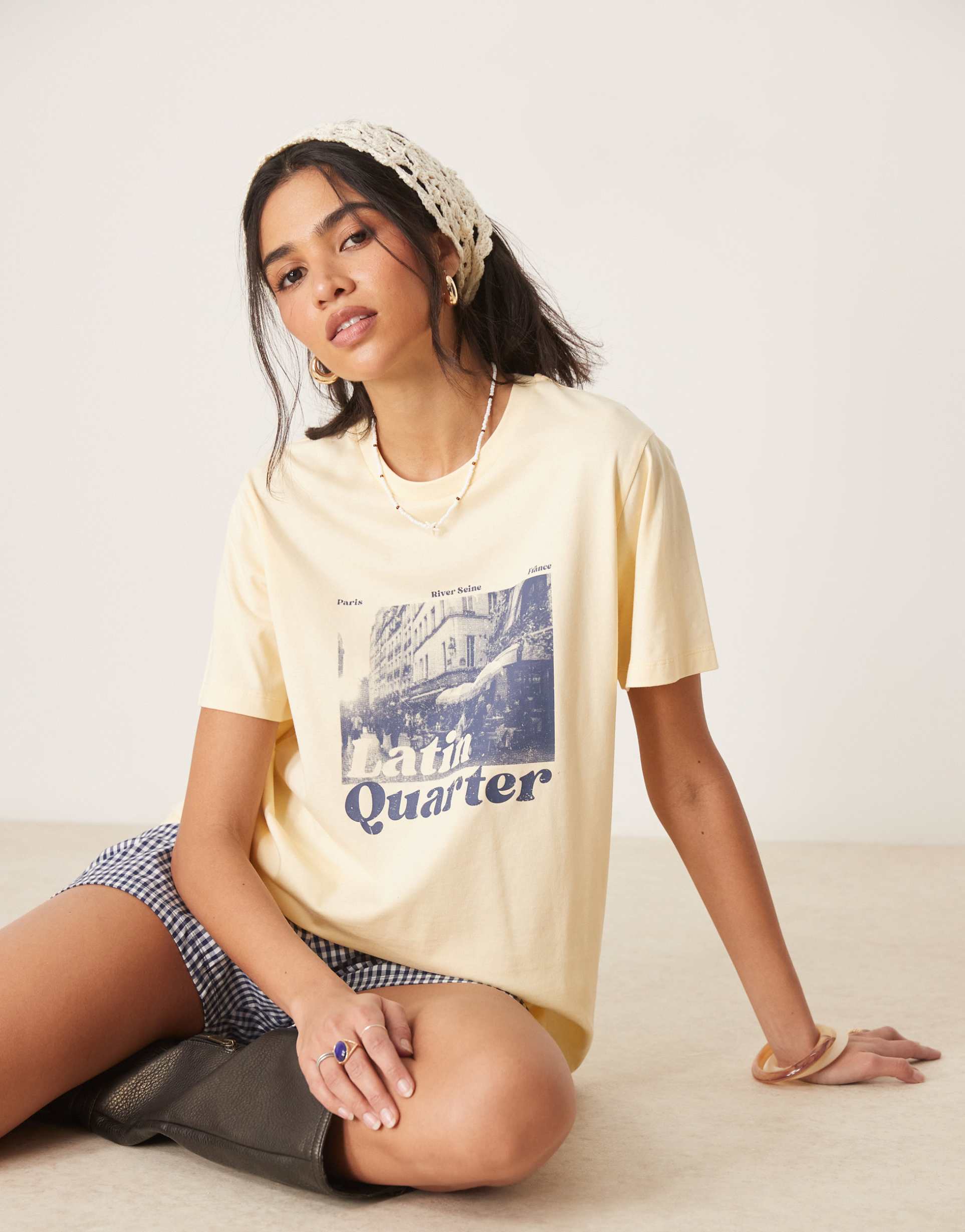 asos design regular fit t-shirt with latin quarter graphic in lemon