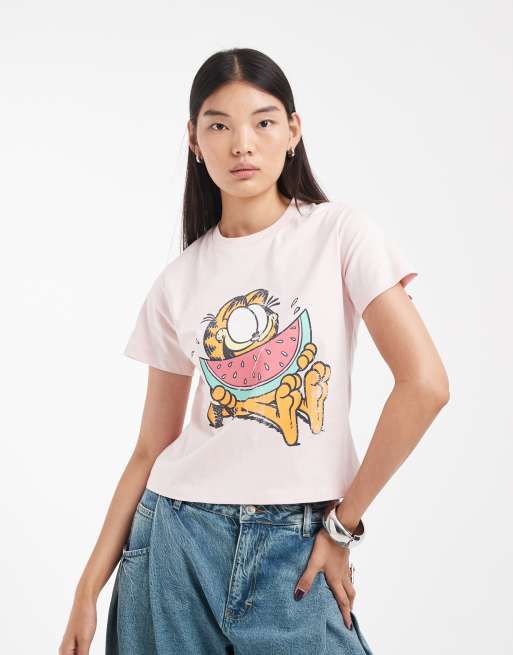 ASOS DESIGN regular fit t-shirt with licensed Garfield print in pink, 2 of 4