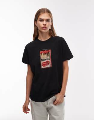 Asos Design Regular Fit T-shirt With Lucky Dice Matchbox Graphic In Black
