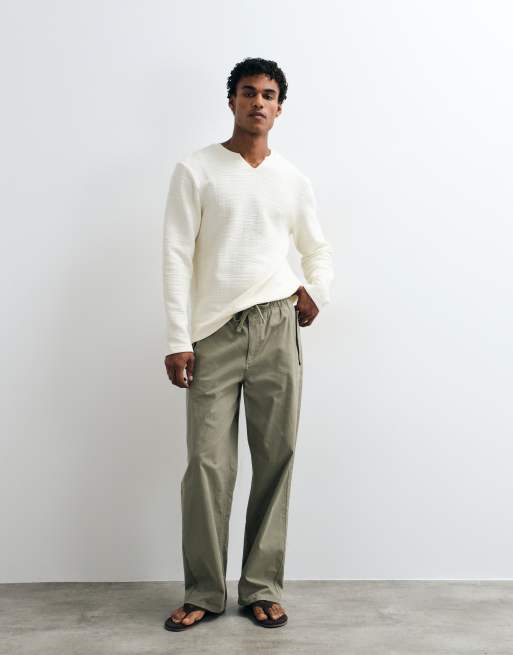 ASOS DESIGN regular fit t-shirt with notch neck in cream texture, 2 of 10