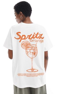 Asos Design Regular Fit T-shirt With Orange Spritz Drink In White