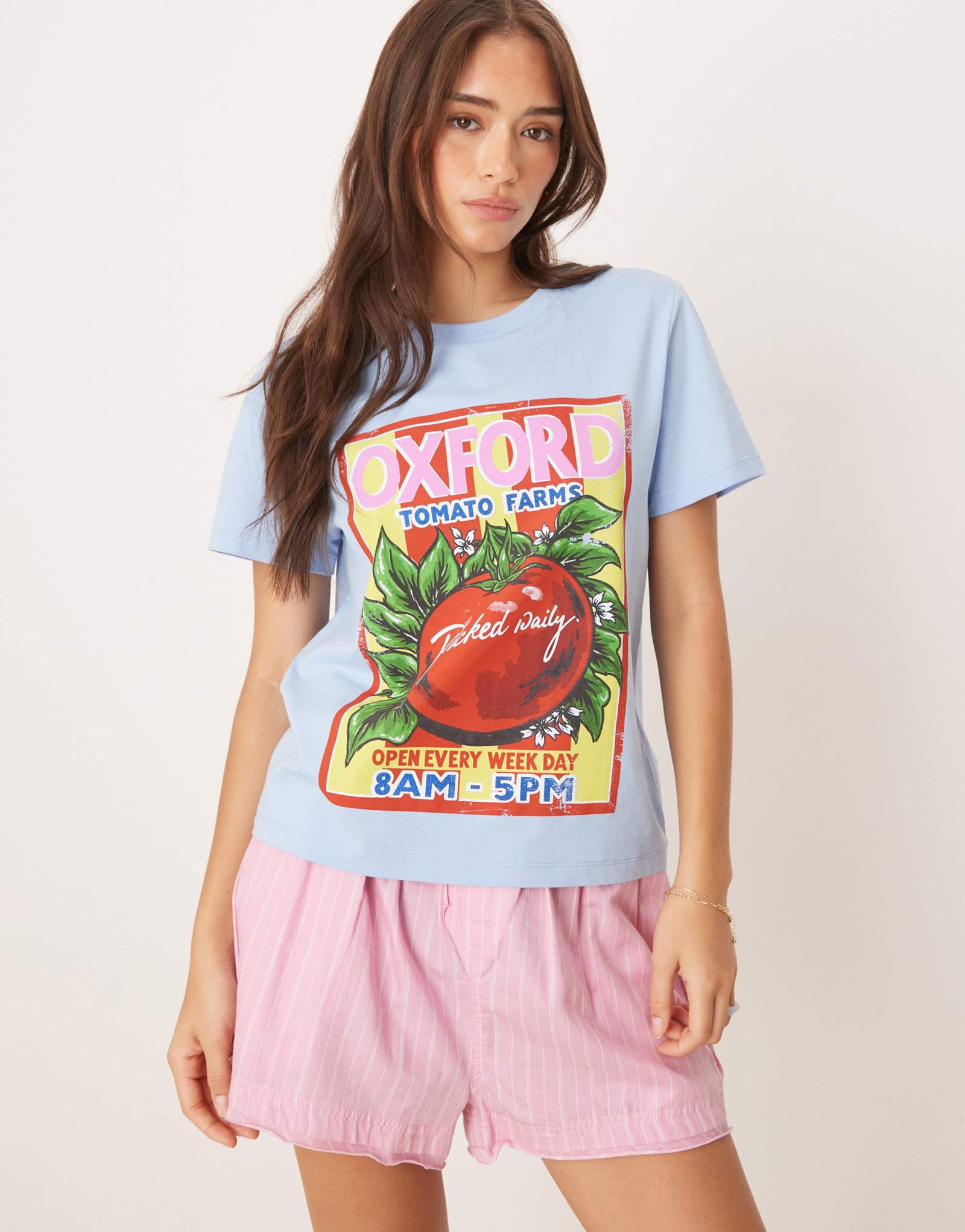 Футболка ASOS DESIGN regular fit с рисунком oxford tomato синего цвета