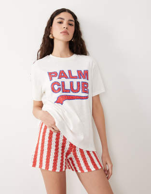 Asos Design Regular Fit T-shirt With Palm Club Graphic In White