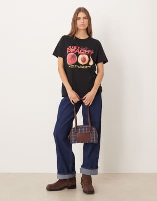 Asos Design Regular Fit T-shirt With Peachy Graphic In Black