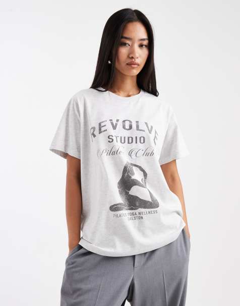 ASOS DESIGN regular fit t-shirt with pilates studios graphic in ice marl - view 1