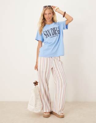 Asos Design Regular Fit T-shirt With San Diego Graphic In Blue