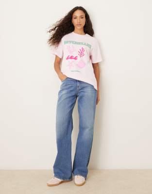 Asos Design Regular Fit T-shirt With Seychelles Shells Embroidered Graphics In Pink