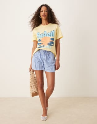 Asos Design Regular Fit T-shirt With Soleil Sun Graphic