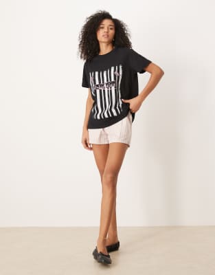 Asos Design Regular Fit T-shirt With Sporty Stripe Graphic In Black