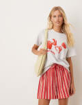 [ASOS DESIGN] ASOS DESIGN regular fit t-shirt with strawberry graphic in ice marl-Grey XS Ice Marl