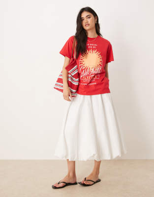 Asos Design Regular Fit T-shirt With Sunshine Paradise Graphic In Red