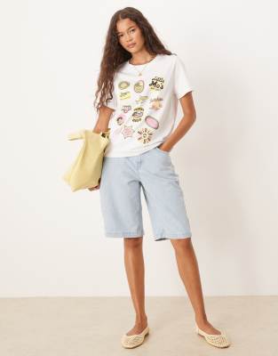 Asos Design Regular Fit T-shirt With Surfer Graphic In White