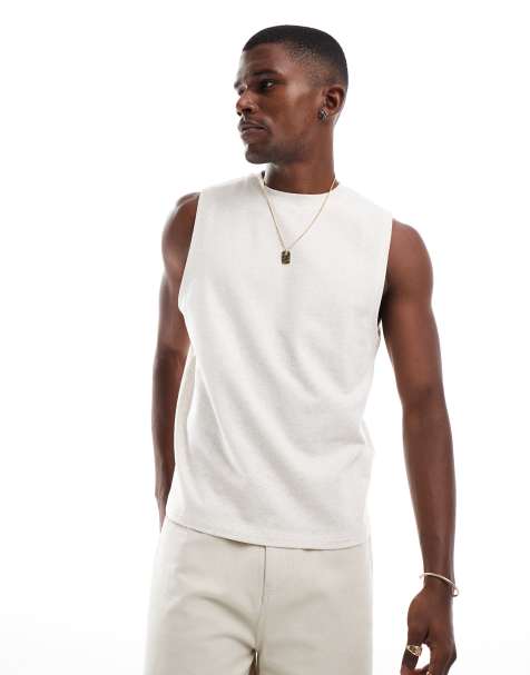 ASOS DESIGN - Regular-fit tanktop in gemêleerd beige - view 1