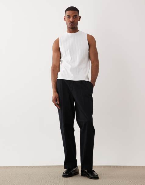 ASOS DESIGN - Regular-fit tanktop van zware stof met brede ribbels in wit - view 1
