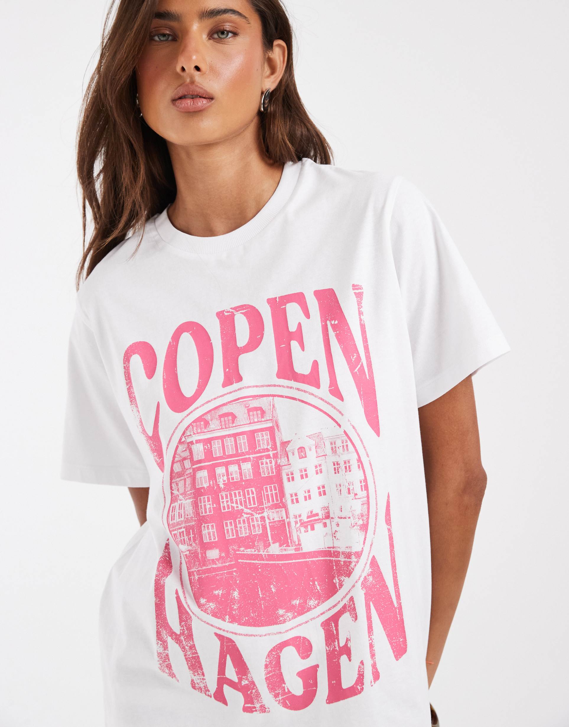 asos design regular fit tee with copenhagen graphic in white