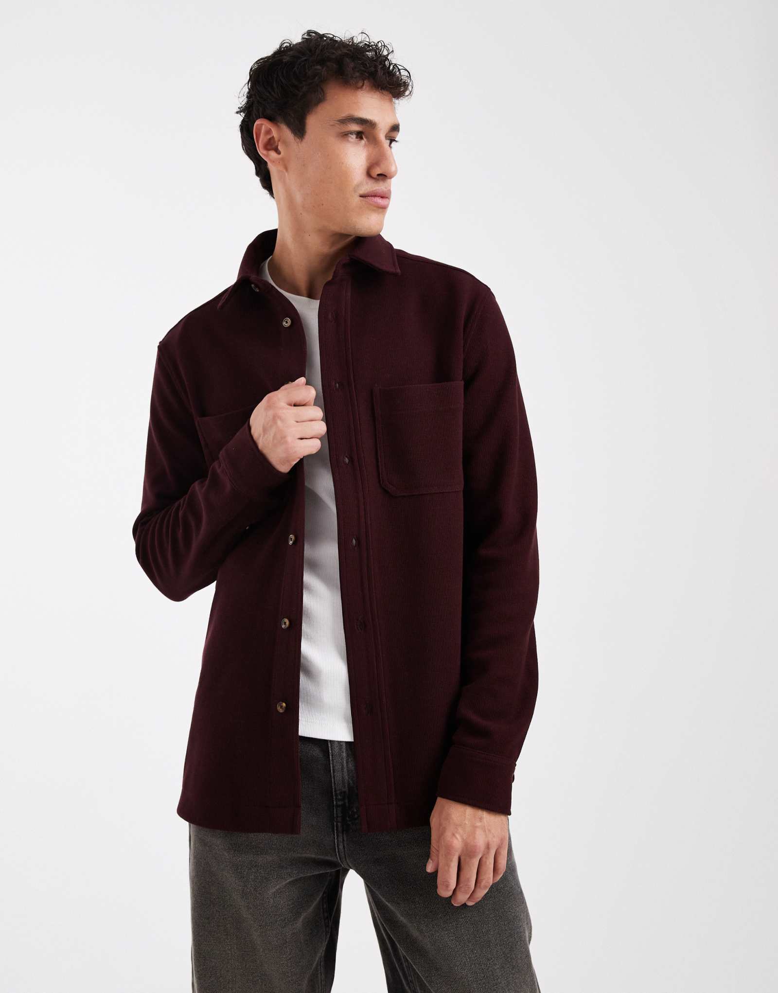 Фактурная рубашка обычного кроя от ASOS DESIGN бордового цвета