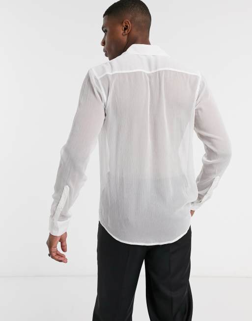 ASOS Chiffon Shirt With Ruffled Bell Sleeves in White for Men