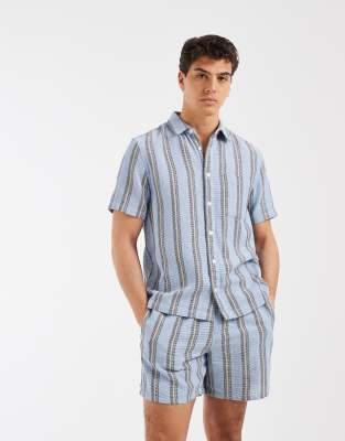 Рубашка в синюю полоску с фактурой обычного кроя от ASOS DESIGN - часть синего комплекта