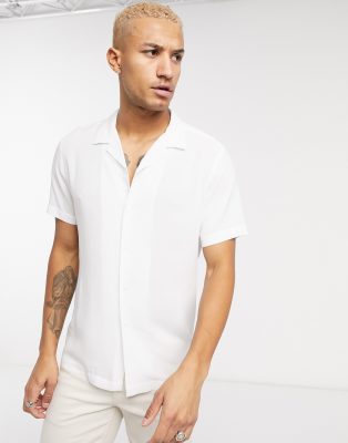 white revere collar shirt mens