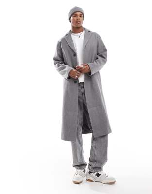 regular fit wool look overcoat in gray